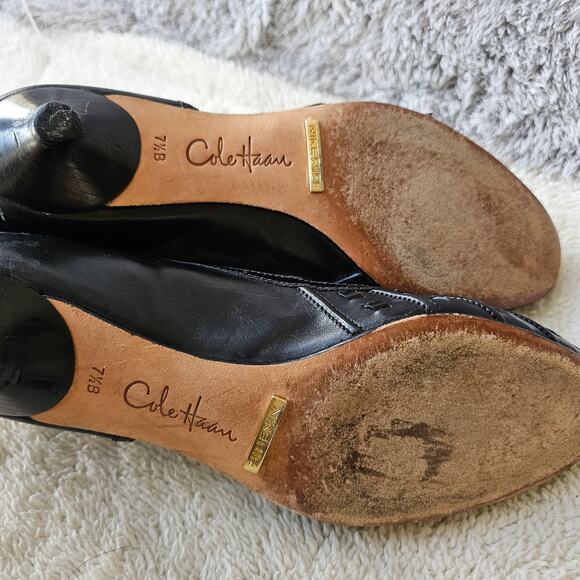 Cole Haan Air Soles Women's Leather D'Orsay Slip On Flats Sz 7.5B Black Comfort - Picture 4 of 5